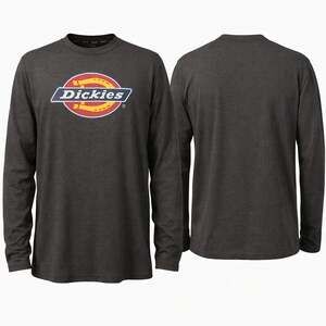 Dickies Mens Tri-Color Logo Loungewear Long Sleeve Graphic TShirt Charcoal Grey